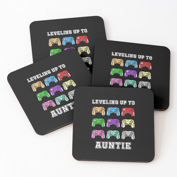 Item preview, leveling up to Auntie, comic gamer, Auntie unlocked, promoted to Auntie,retro controllers, vintage colours designed and sold by allycat57.