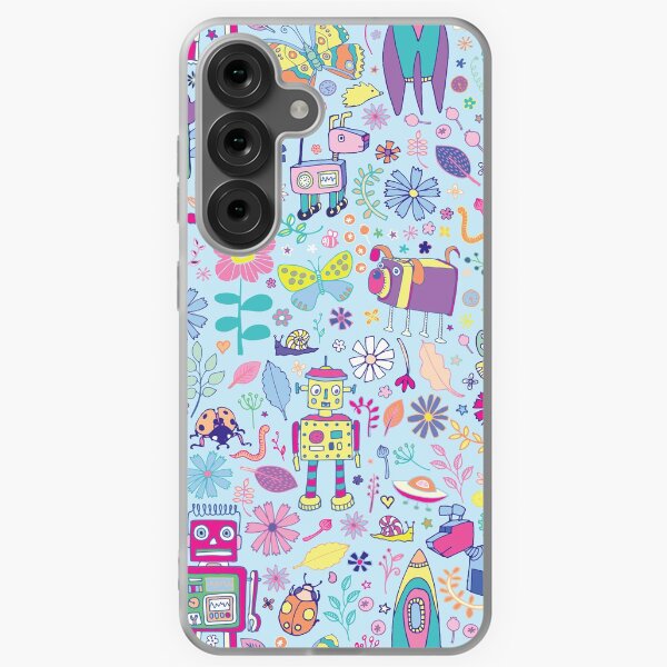 Item preview, Electric Dreams - fun floral robot pattern by Cecca Designs designed and sold by Cecca-Designs.
