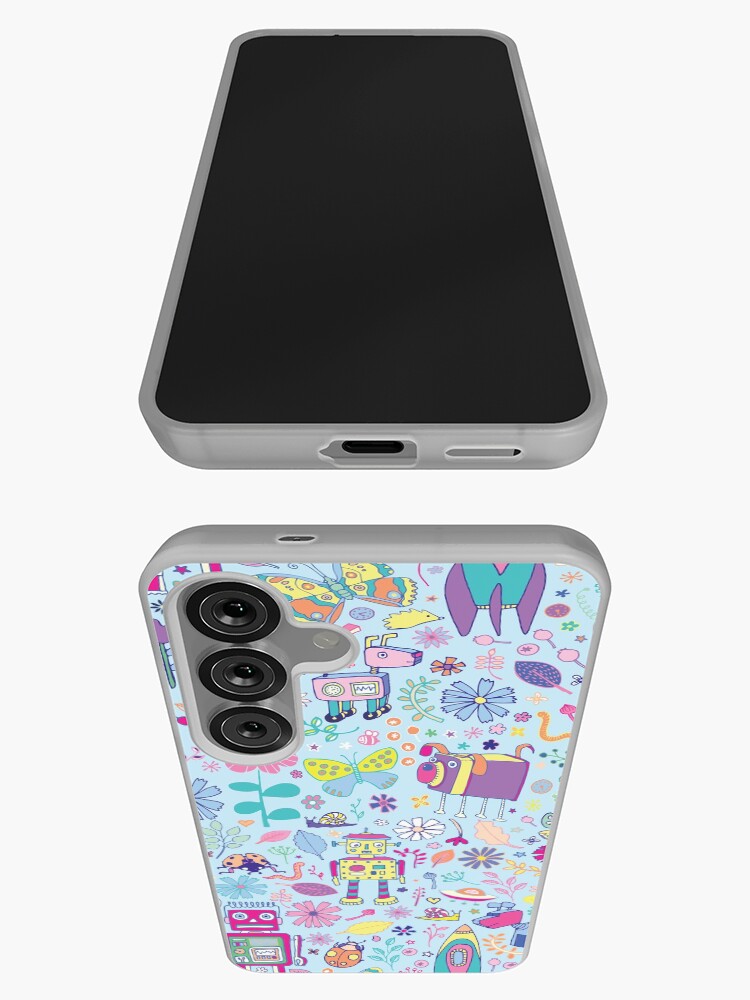 Thumbnail 3 of 4, Samsung Galaxy Phone Case, Electric Dreams - fun floral robot pattern by Cecca Designs designed and sold by Cecca-Designs.