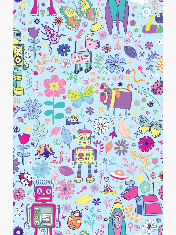 Thumbnail 4 of 4, Samsung Galaxy Phone Case, Electric Dreams - fun floral robot pattern by Cecca Designs designed and sold by Cecca-Designs.