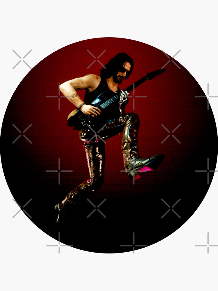 "Johnny Silverhand Guitar jump" Sticker for Sale by JoshCruzArt Redbubble