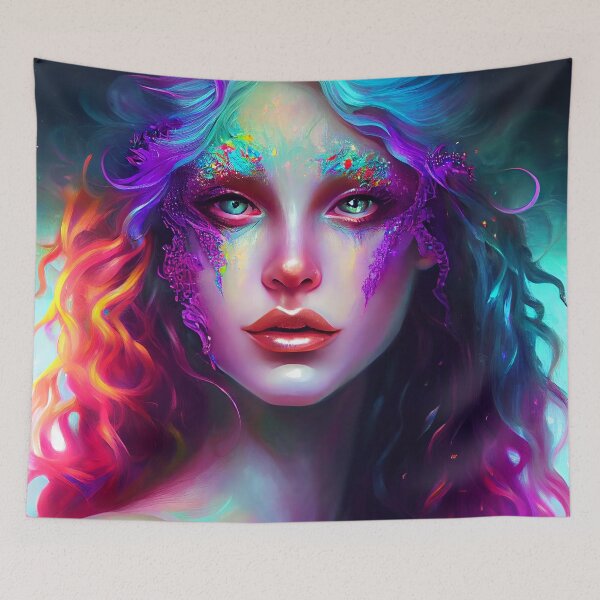 Item preview, Artistic portrait of a beautiful girl ghostly iridescent style designed and sold by Artaverse.