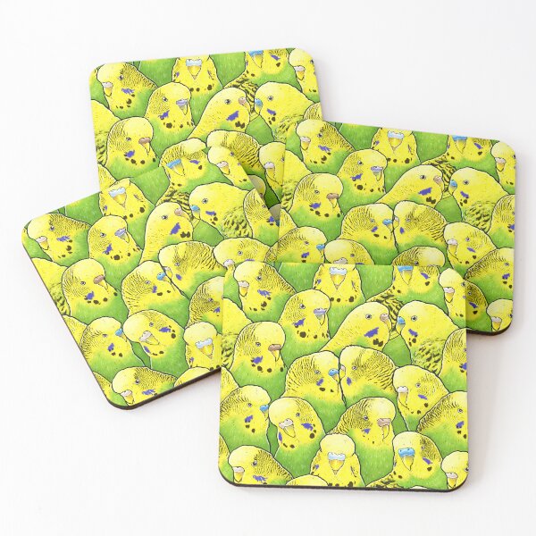 Item preview, Green Yellow Budgies Parakeet Pattern designed and sold by MaratusFunk.