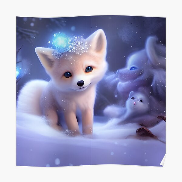 "Baby Snow Fox" Poster for Sale by Adjoga | Redbubble