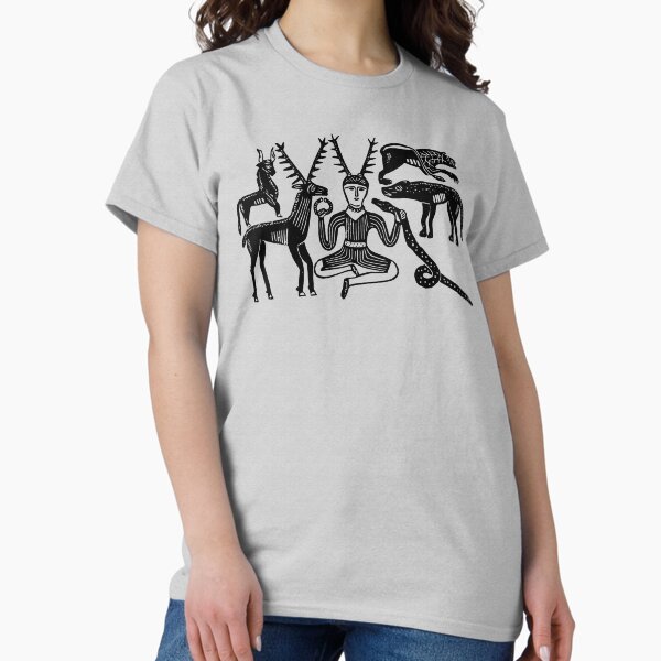 Item preview, God Cernunnos and Animals from the Gundestrup Cauldron (Black Ink Version) designed and sold by laforma.