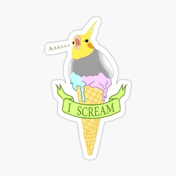 I scream - ice cream cockatiel Sticker