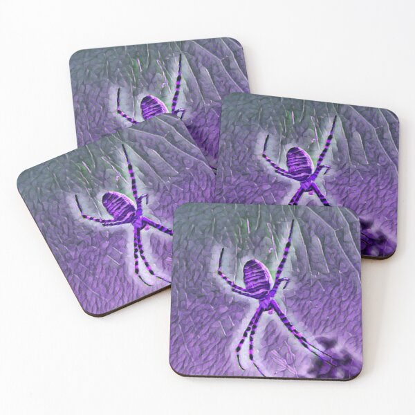 Item preview, spider on a web in neon purple designed and sold by AspieConjures.