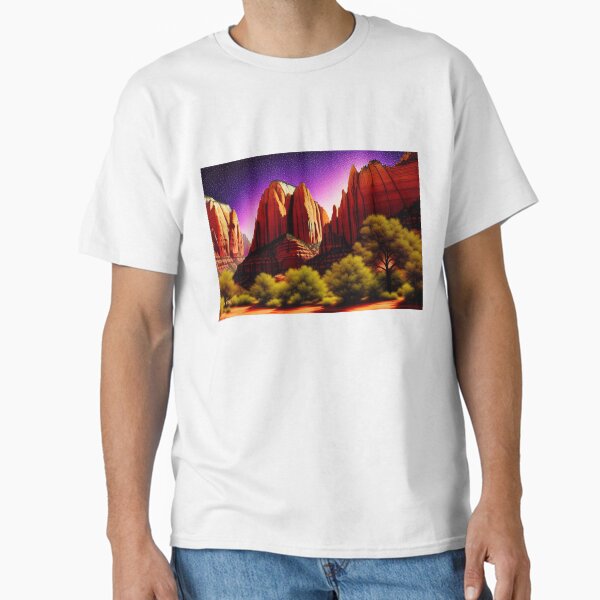 Vista previa del artículo con la obra «Parque Nacional Zion Pintura digital etérea con coloración dramática 1, acantilados de arenisca», diseñado y vendido por DiatomDesigns.