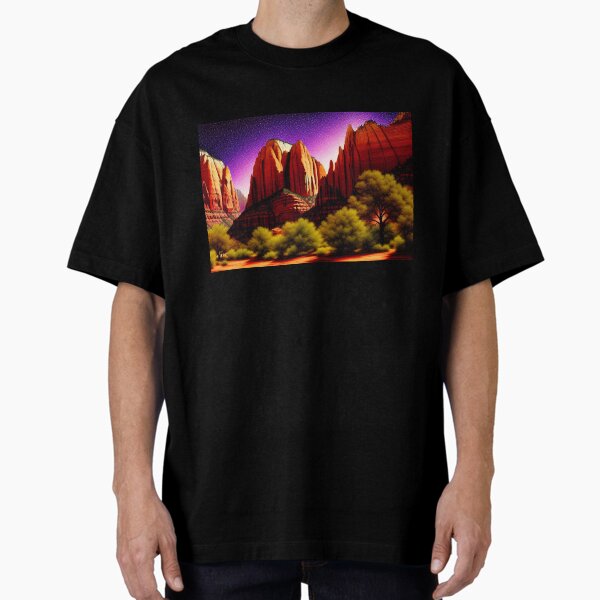 Vista previa del artículo con la obra «Parque Nacional Zion Pintura digital etérea con coloración dramática 1, acantilados de arenisca», diseñado y vendido por DiatomDesigns.