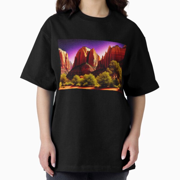 Vista previa del artículo con la obra «Parque Nacional Zion Pintura digital etérea con coloración dramática 1, acantilados de arenisca», diseñado y vendido por DiatomDesigns.