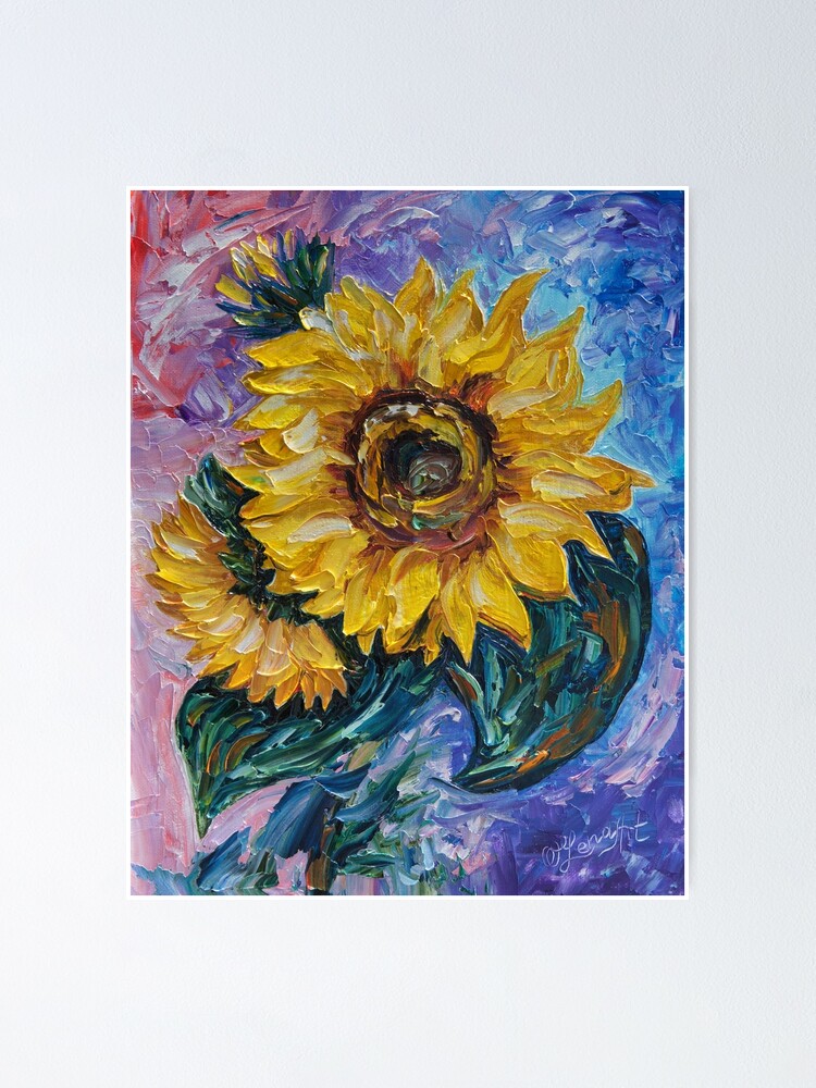 Póster «Ese girasol de la técnica del cuchillo de paleta del estado del  girasol» de ArtOLena | Redbubble