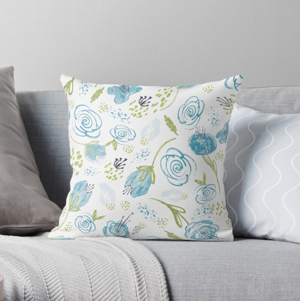 Turquoise Twist Throw Pillow