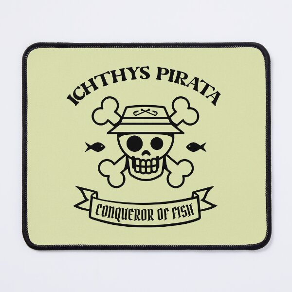 Item preview, Ichthys Pirata Fish Conqueror Funny Vintage Angler Skull Quote (BLACK) designed and sold by CRHPOD20.