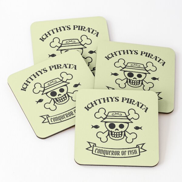 Item preview, Ichthys Pirata Fish Conqueror Funny Vintage Angler Skull Quote (BLACK) designed and sold by CRHPOD20.