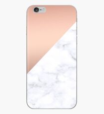 Geometrisches Kupfer Roségold und weißer Marmor iPhone-Hülle & Cover