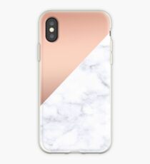 Geometrisches Kupfer Roségold und weißer Marmor iPhone-Hülle & Cover