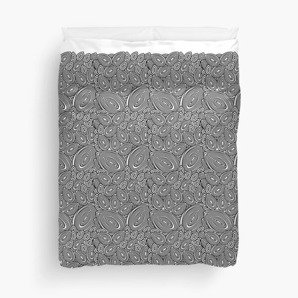 Black&white line art leaves Duvet Cover