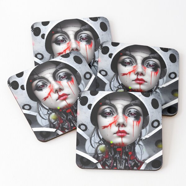 Aperçu de l'œuvre Gouttes de peinture acrylique Cyberpunk japonais Geisha Cyborg - art numérique moderne, retrowave, synthwave, cyberpunkart, bladerunner, anime, urbain, hipster, glitch créée et vendue par ai-mnesia.