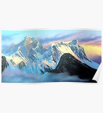 Panoramic Sunrise View Of Everest Mountain Poster