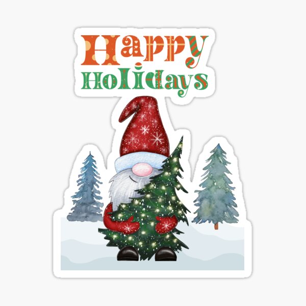 Item preview, Gnome Hugging Lighted Christmas Tree in the Snow designed and sold by IncrediMi.
