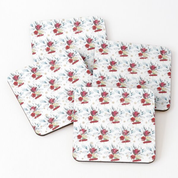 Artikelvorschau, Rote Rose mit Blatt-Aquarell-Muster entworfen und verkauft von SixelaDesign.