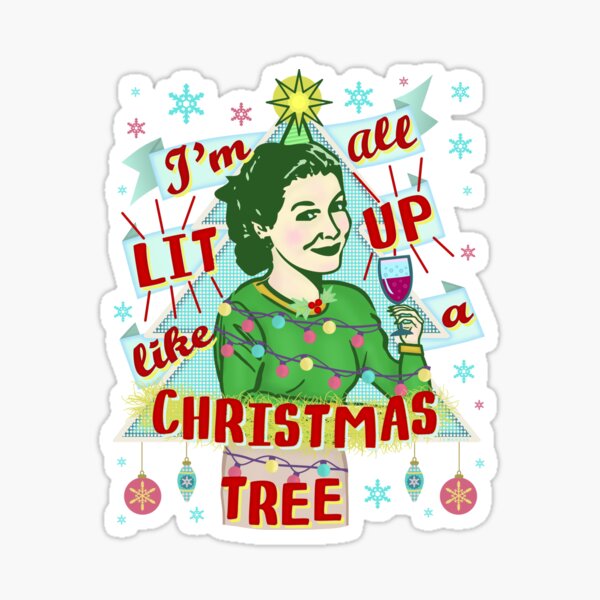 Artikel-Vorschau von Lustiges WeihnachtsRetro-Frauen-Trinken beleuchtete Stimmung, designt und verkauft von emkayhess.