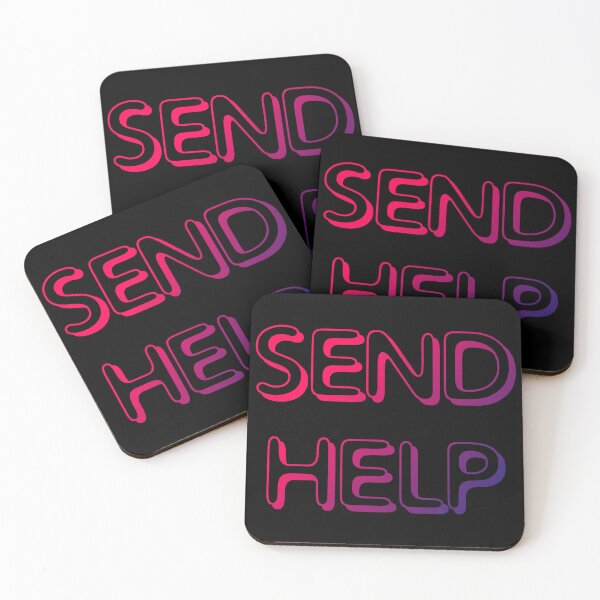 Item preview, SEND HELP NOW red blue gamer neon retro script sign text meme designed and sold by sandpaperdaisy.