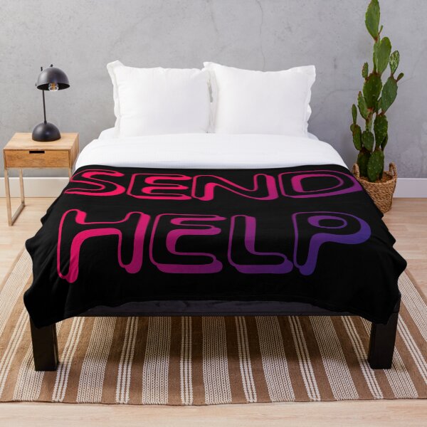 Item preview, SEND HELP NOW red blue gamer neon retro script sign text meme designed and sold by sandpaperdaisy.
