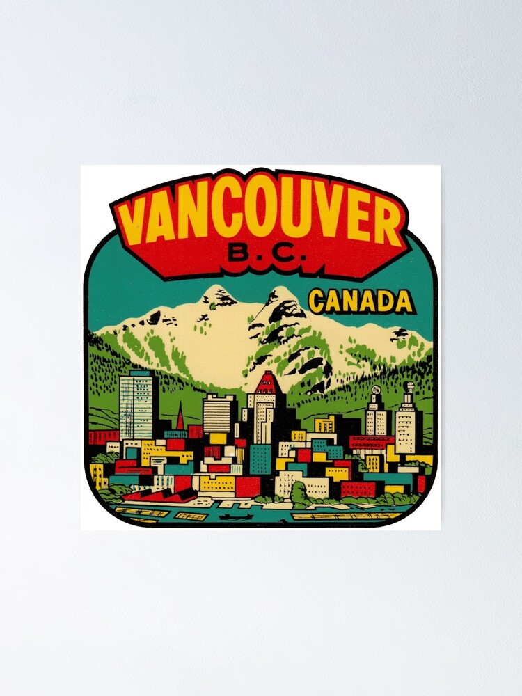 "Downtown Vancouver BC Vintage Travel Decal" Poster for Sale by hilda74