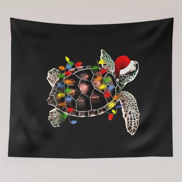 Artikelvorschau, Sea Turtle Christmas Lights Funny Santa Hat Merry Christmas T-Shirt entworfen und verkauft von Knight-Saverin.
