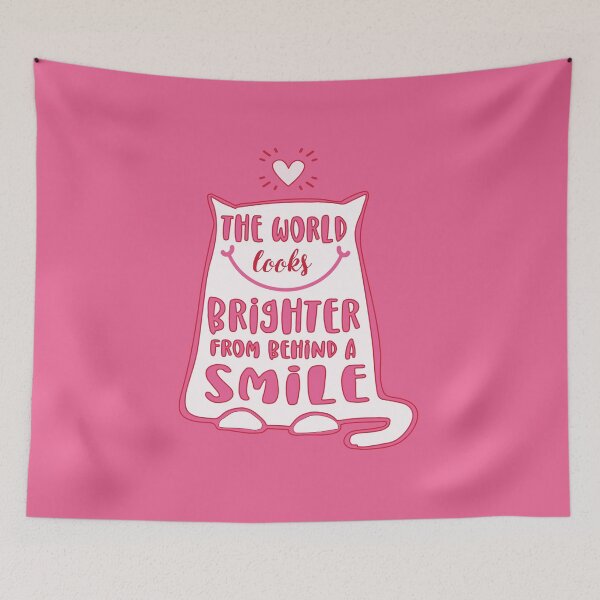 Item preview, The world looks brighter from behind a smile - pink cat designed and sold by jitterfly.