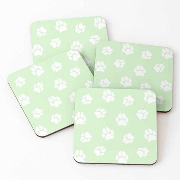 Item preview, White Paw Print Pattern (Green) designed and sold by SolGalaxyDesign.