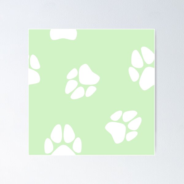 Item preview, White Paw Print Pattern (Green) designed and sold by SolGalaxyDesign.