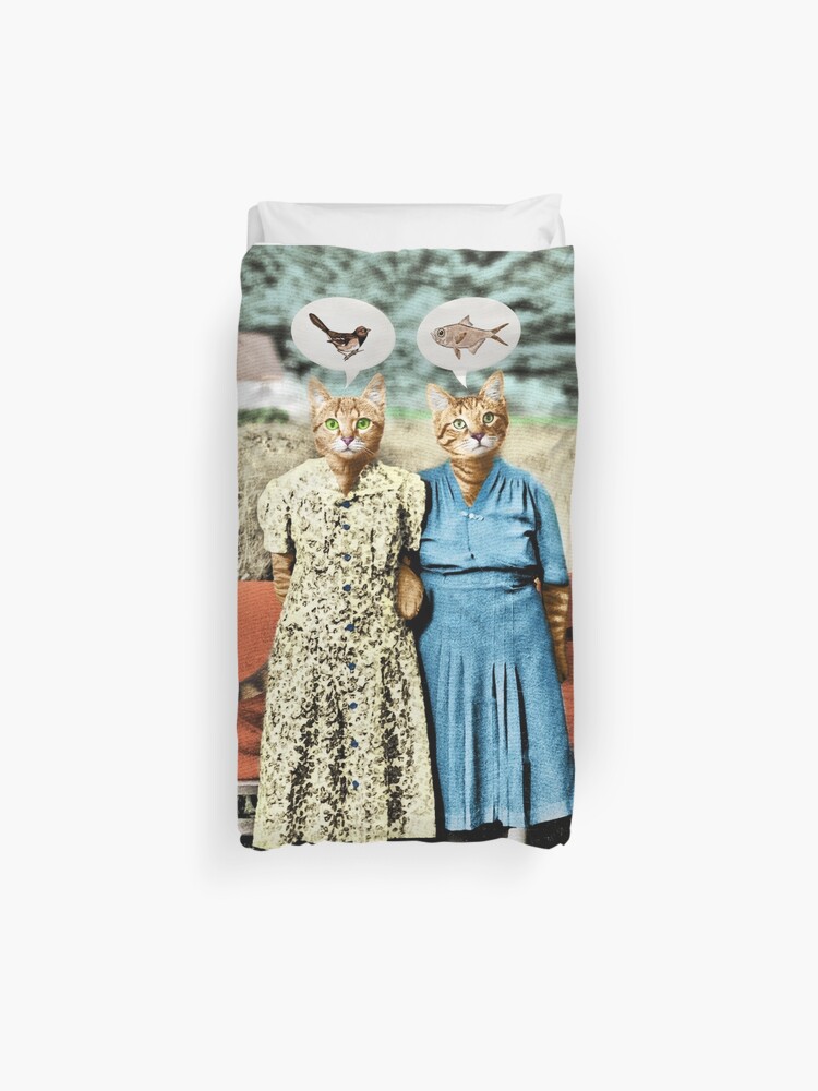 Two Cool Kitties What S For Lunch Duvet Cover By Petergross