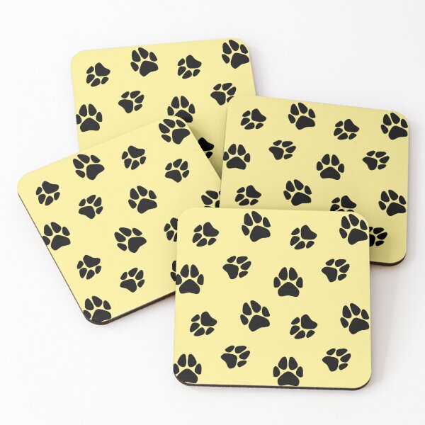 Item preview, Black Paw Print Pattern (Yellow) designed and sold by SolGalaxyDesign.