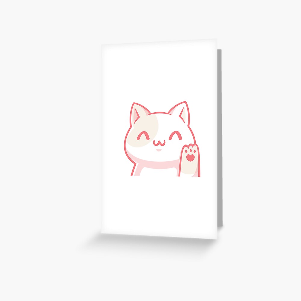 Cute Kawaii Happy Cat Stickers - Purple Greeting Card for Sale by  CuteFrogCreates