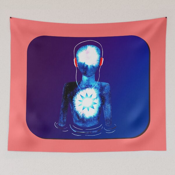 Item preview, Meditation Man w/ Headphones Purple Blue designed and sold by RealmsBeyond.