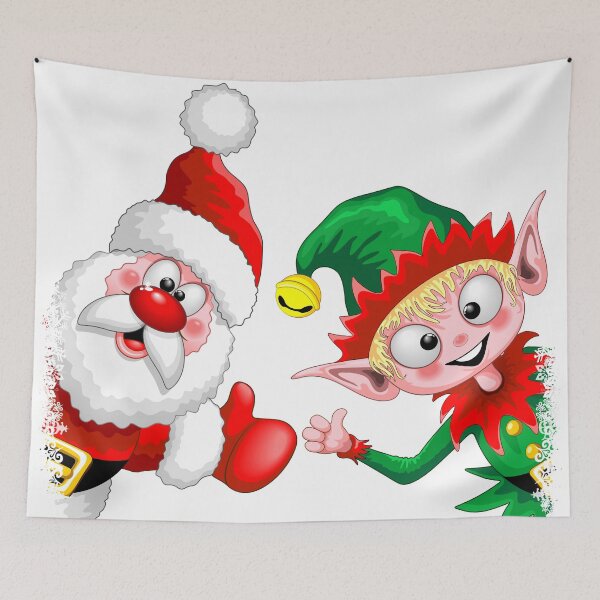 Item preview, Santa and Elf Happy Christmas Characters Thumbs Up designed and sold by BluedarkArt.
