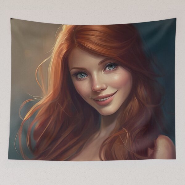 Item preview, Adorable drawing of a pretty redhair girl designed and sold by RK - Shop.