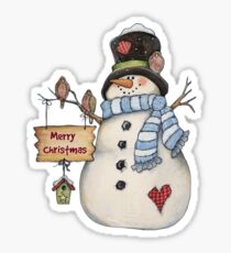 Merry Christmas Snowman Sticker