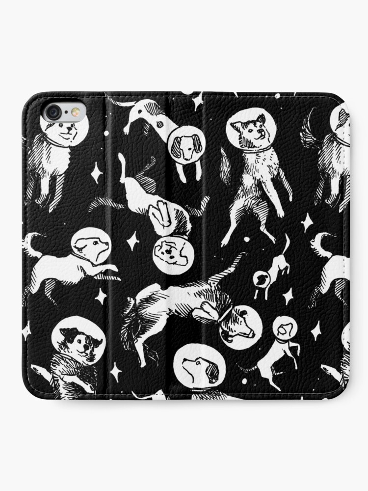 Alternate view of Space dogs (black background) iPhone Wallet