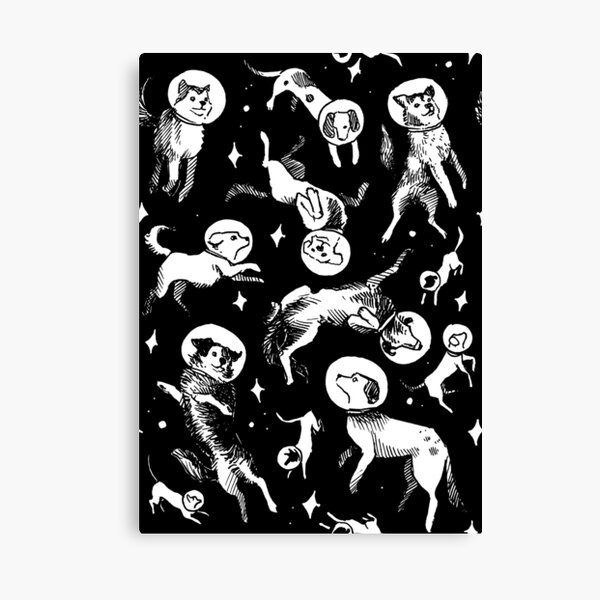 Space dogs (black background) Canvas Print