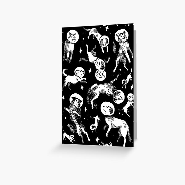 Space dogs (black background) Greeting Card