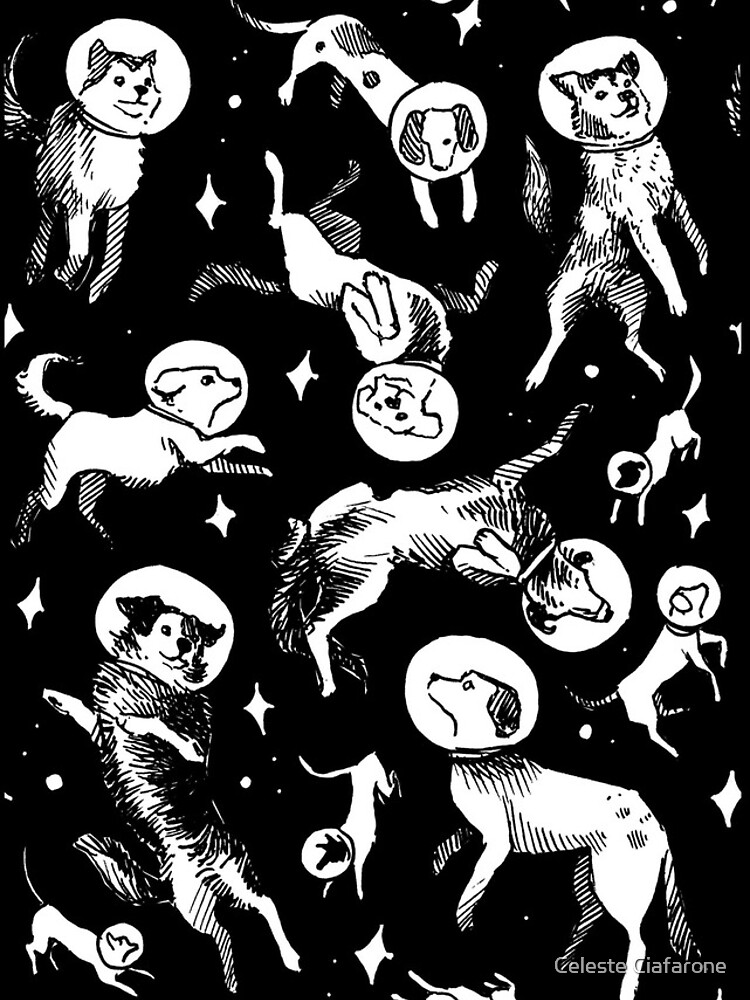 Space dogs (black background) by celestecia