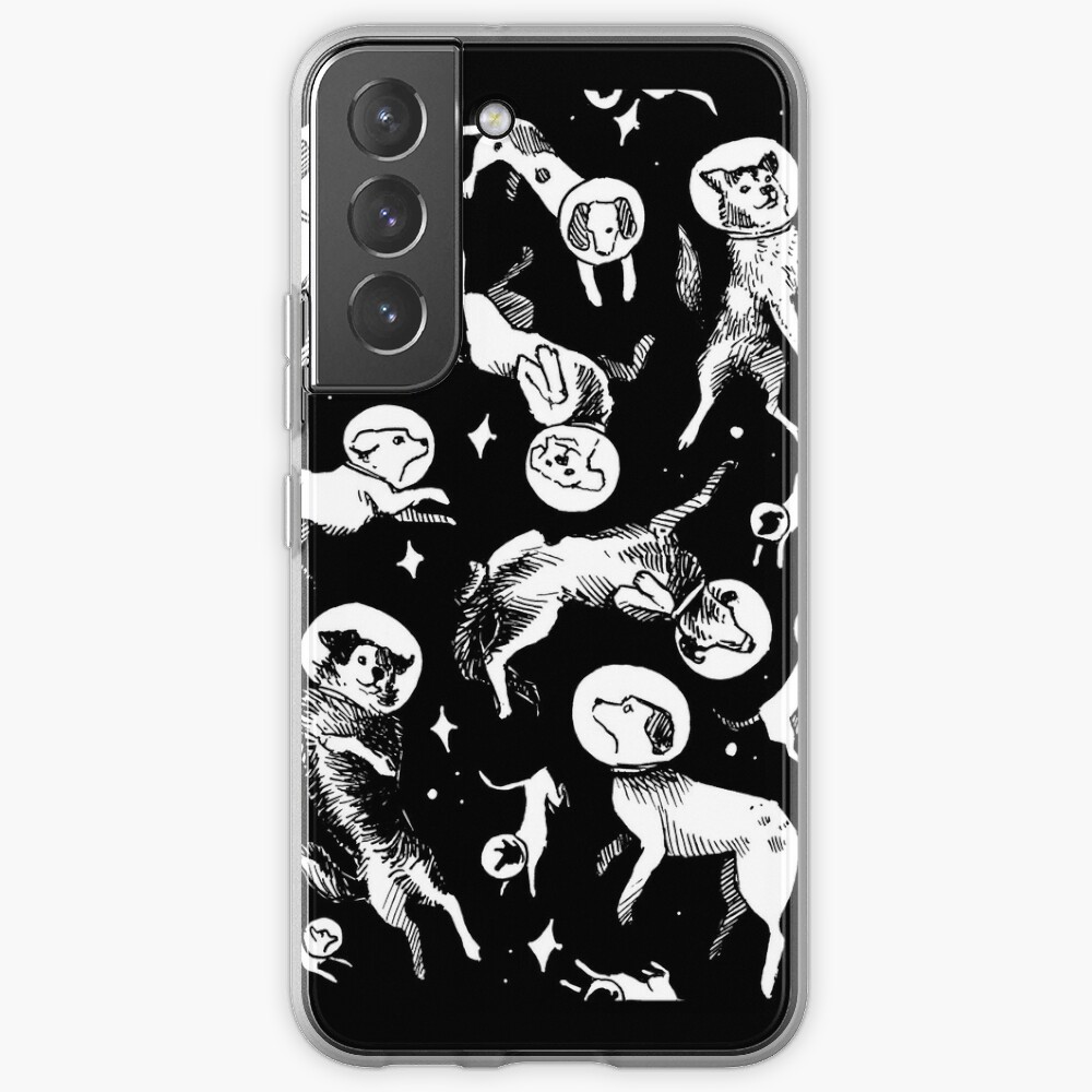 Space dogs (black background) Samsung Galaxy Phone Case