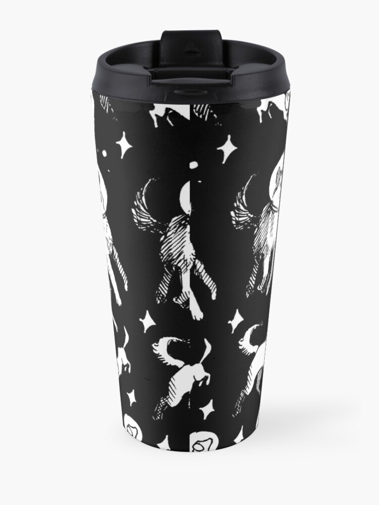 Alternate view of Space dogs (black background) Travel Mug