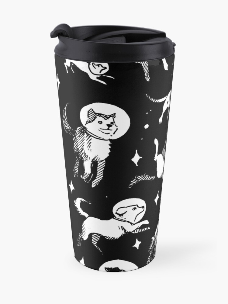 Alternate view of Space dogs (black background) Travel Mug