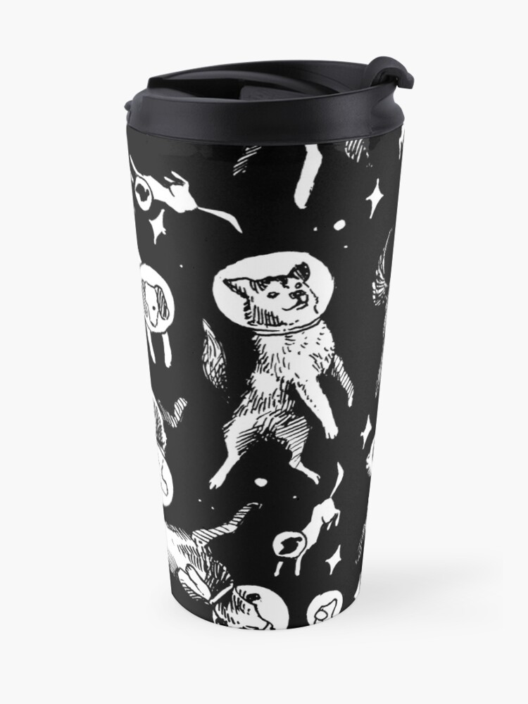 Alternate view of Space dogs (black background) Travel Mug
