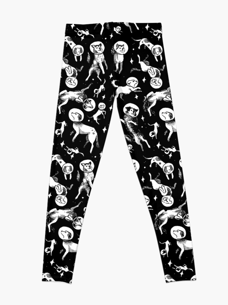 Alternate view of Space dogs (black background) Leggings