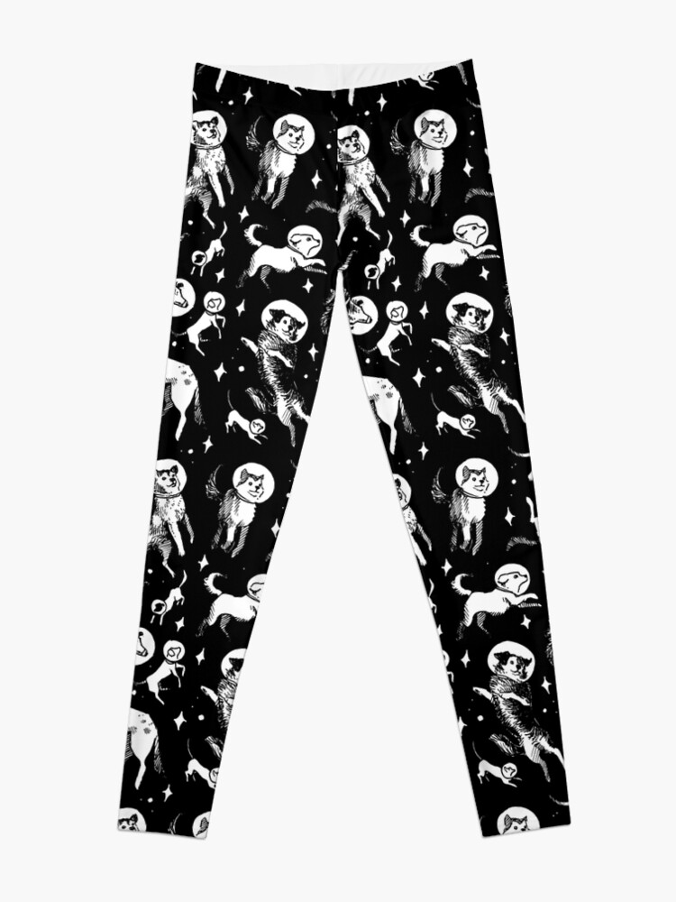 Alternate view of Space dogs (black background) Leggings